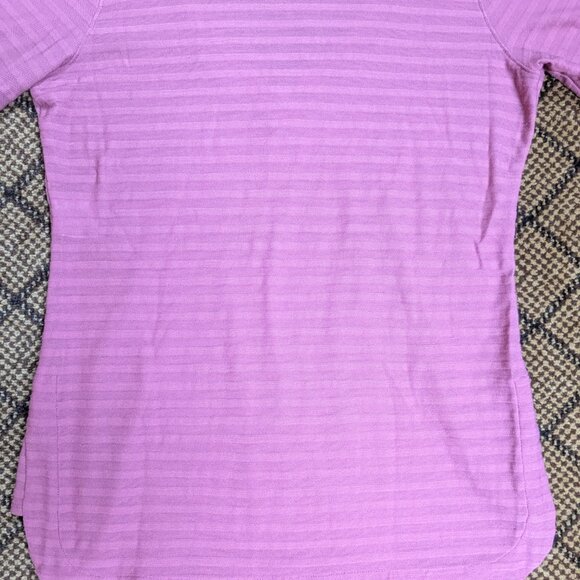 IBEX Hooded Long Sleeve Shirt Merino Wool Blend Women's Large Pink Shadow Stripe - Picture 11 of 12